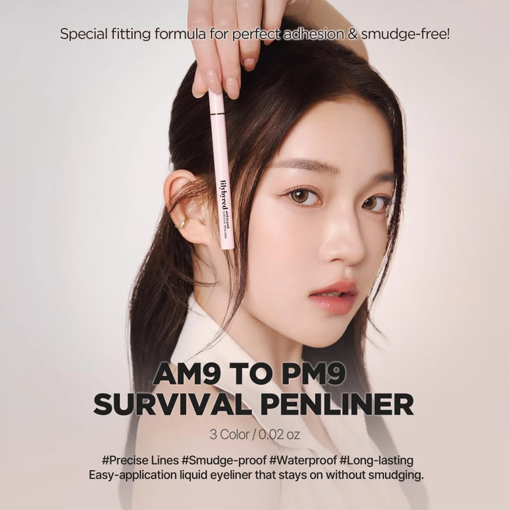Lilybyred Am9 To Pm9 Survival Penliner Korean Waterproof Liquid Eyeliner With 0.1Mm Ultra Fine Brush Tip Highly Pigmented Quick Drying