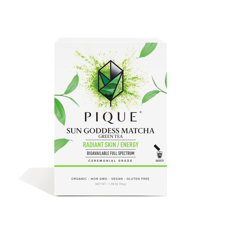 Pique Organic Sun Goddess Matcha Ceremonial Grade Matcha Green Tea Powder Packets Supports Radiant Skin Calm Energy 28 Single Serve Matcha