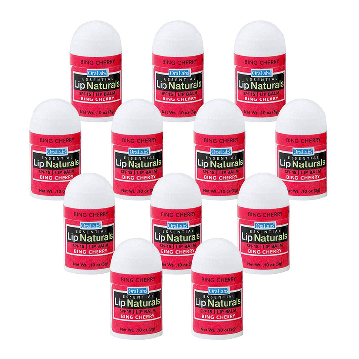 Lip Naturals Mini Cherry Lip Balm With Sunscreen Spf 15 Made In Usa With Beeswax And Coconut Oil 12 Count Mini Lip Balm Pack With Bing