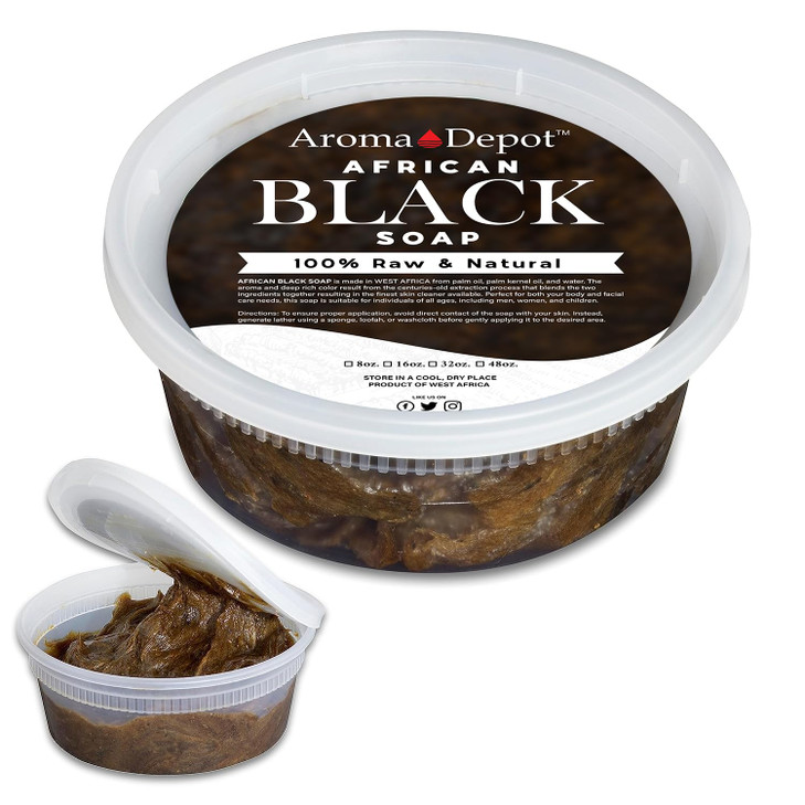 Aroma Depot African Black Soap Paste 8 Oz 100 Percent Natural Raw Soap For Acne Eczema Psoriasis And Dry Skin Scar Removal Face And Body