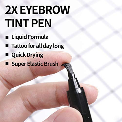 Long Lasting Waterproof Tattoo Tint Creates Natural Looking Brows Super Soft Applicator Passioncat 2X Eyebrow Tint No.1 Dark Brown