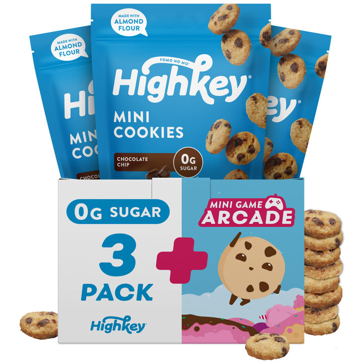 Highkey Keto Chocolate Chip Mini Cookies Gluten Free Sugar Free Cookies Keto Snack Low Carb Snacks Healthy Protein Diabetic Dessert Food Low