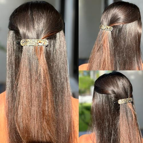 Camila Paris Cp2817 French Hair Barrettes For Women Onyx Side Slide In Metal Free Closure Flat Hair Clips For Fine Hair Strong Hold Grip No