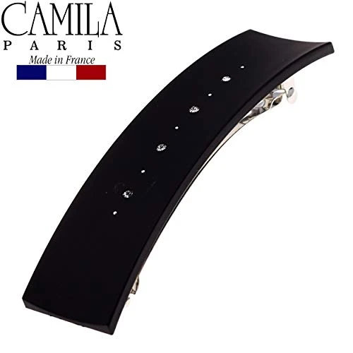 Camila Paris Cp2652 French Hair Barrette Clip For Girls Black Metal Automatic Clasp Strong Hold Grip Hair Clips For Women No Slip And