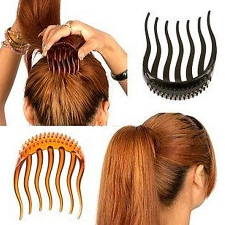 2Pcs Multifunction Plastic Hair Insert Comb Donut Ponytail Pads Bump It Up Maker Braid Hairstyle Styling Beauty Tool Hair Styling