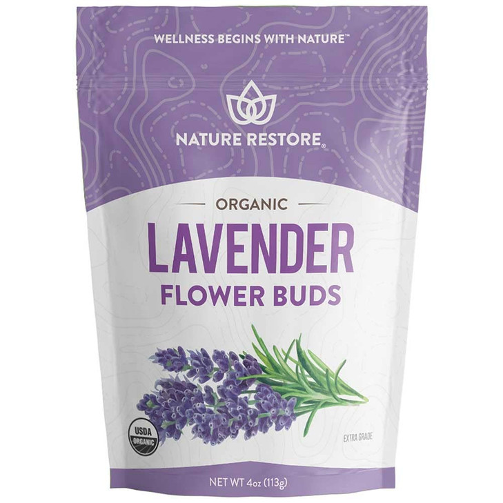 Nature Restore USDA Certified Organic Dried Lavender Flowers, Loose Leaf, Extra Grade, 4 Ounces