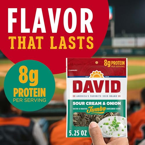 David Roasted And Salted Jumbo Sunflower Seeds Sour Cream And Onion Flavor 5.25Oz