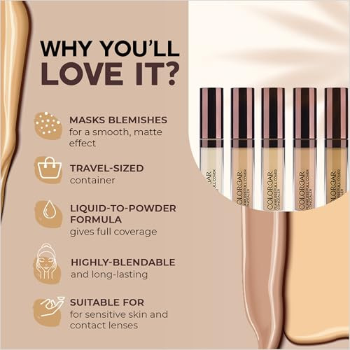 Colorbar Flawless Full Cover Concealer Face Makeup Concealer With Liquid To Powder Formula Hides Scars And Discoloration 002 Chiffon 0.2 Oz