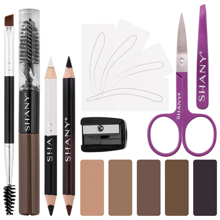 Shany Brow Chicka Brow Eyebrow Set 17 Piece Eyebrow Makeup Kit With Brow Powder Brow Gel Dual Ended Pencils Stencils Scissors And Tweezers