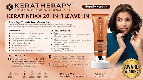 Keratherapy Keratin Infused Keratinfixx 20 In 1 Leave In 4.2 Fl. Oz. 125 Ml Smoothing Leave In Conditioner Transforms Your Hair With 20