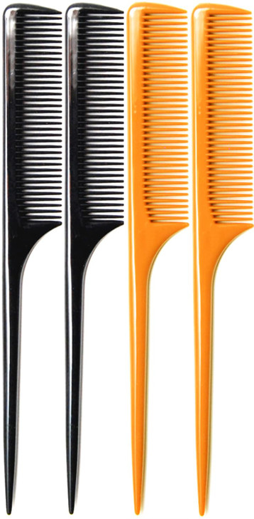 Luxxii 4 Pack Rat Tail Comb 9.25 Inch Fine Tooth Hair Comb For Parting Sectioning Teasing And Styling Long Tail Handle Heat Resistant
