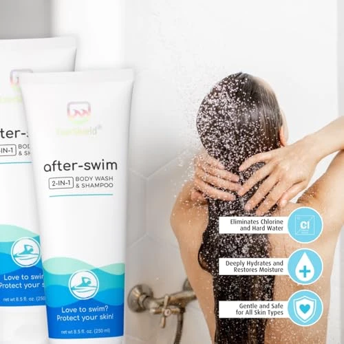 Exershield 2 In 1 Chlorine Body Wash And Chlorine Shampoo For Swimmers After Swim Chlorine Odor Removal Body Wash And Swimmer Shampoo New