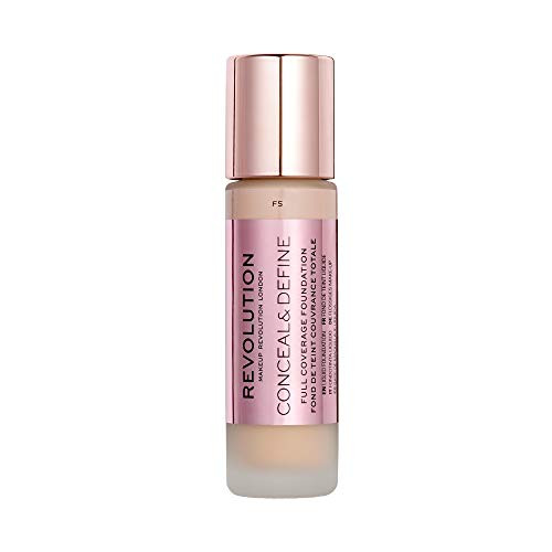 Makeup Revolution Conceal And Define Foundation Full Coverage And Matte Finish F5 For Light Skin Tones Vegan And Cruelty Free 0.7 Fl Oz