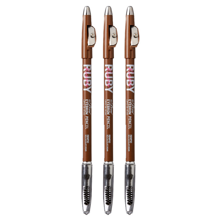 Ruby Kisses Gobrow Eyebrow Pencil Sharpenable Longwear Long Lasting Eyebrow Wooden Pencil For Natural Looking Brows 3 Pack Chocolate Brown