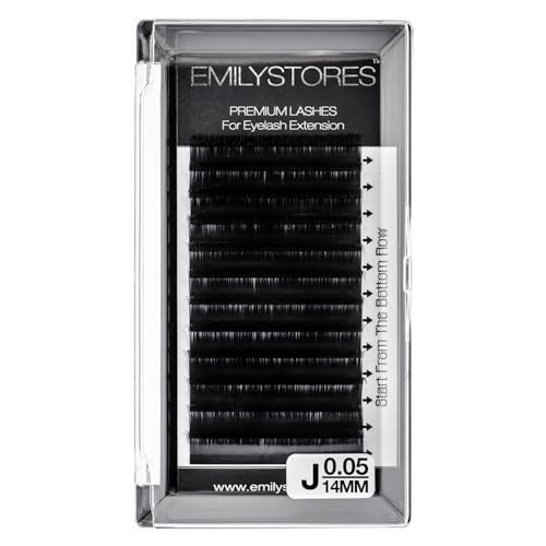 EMILYSTORES Lash Extensions 0.05mm Thickness J Curl 14mm Length Light-weight Volume Eyelashes For Eyelash Extensions(0.05,J,14mm)