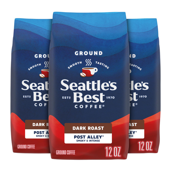 Seattle S Best Coffee Ground Coffee Post Alley Dark Roast 3 Bags 12 Oz