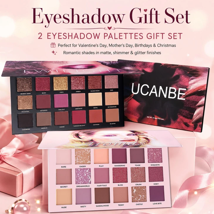 Ucanbe 2Pcs Twilight Dusk And Aromas Nude Eyeshadow Palette Makeup Set Matte Shimmer Glitter Pressed Pearl All Highly Pigmented Blending
