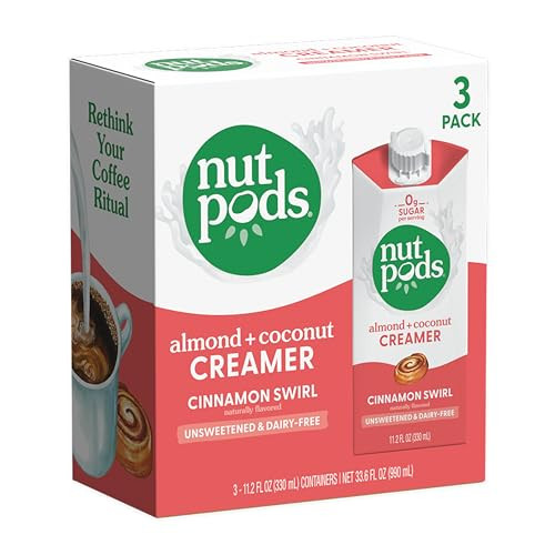 Nutpods Cinnamon Swirl Unsweetened Non Dairy Coffee Creamer 3 Pack