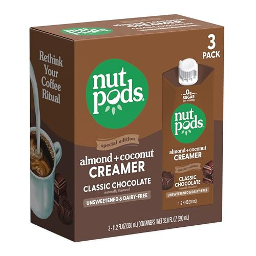 Nutpods Classic Chocolate Unsweetened Dairy Free Coffee Creamer 3 Pack