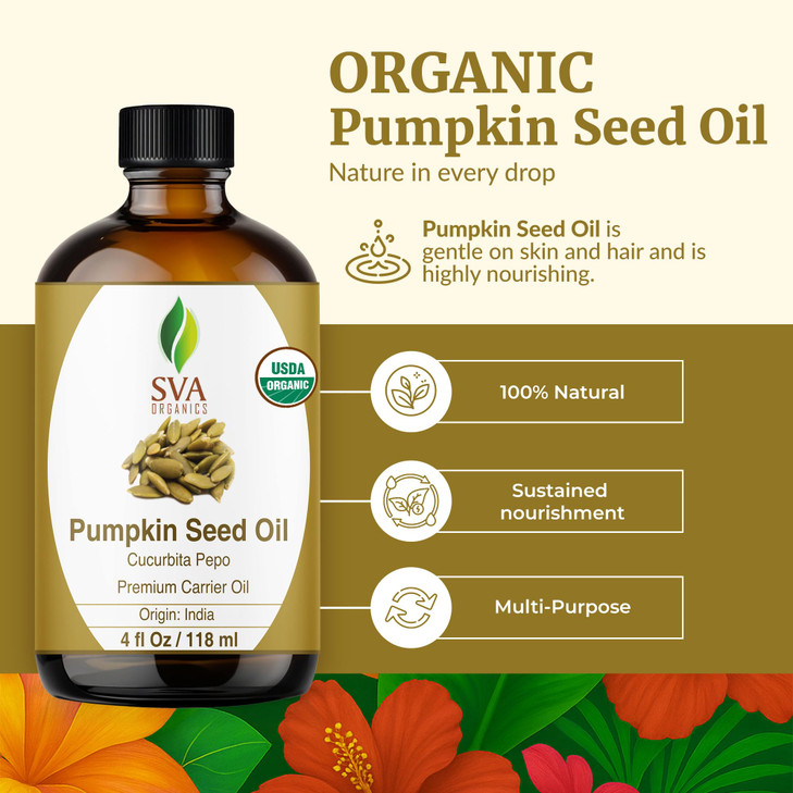 Sva Organic Pumpkin Seed Oil Glass Bottle With Dropper 4 Fl Oz 118 Ml