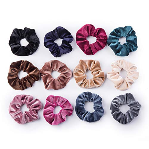 Almhh 12 Pack Velvet Hair Scrunchies Soft Velvet Scrunchies For Women