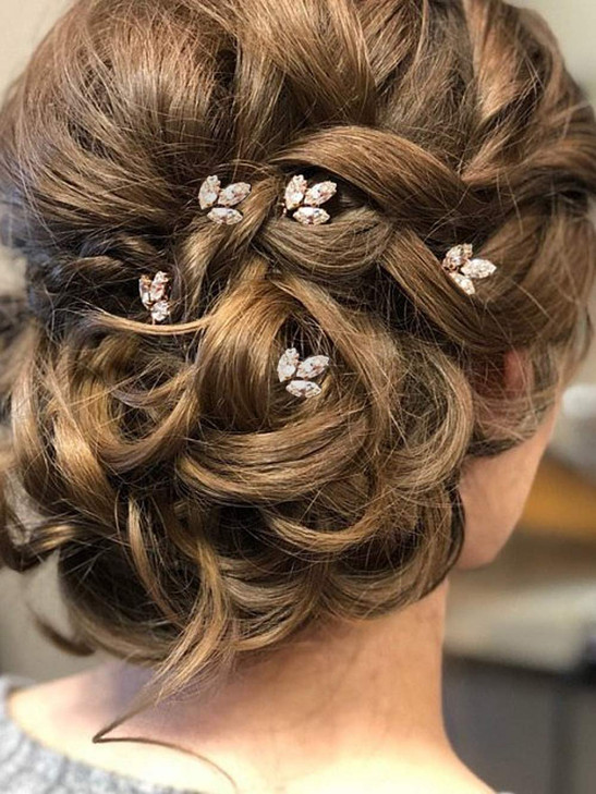 Wedding Hair Pins For Bride 5Pcs Silver With Rhinestone Hair Accessories Silver Clear