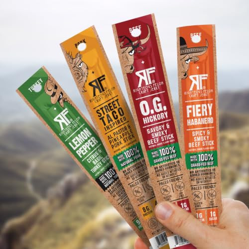Righteous Felon Meat Sticks Variety Pack Beef Turkey And Pork 24 Count