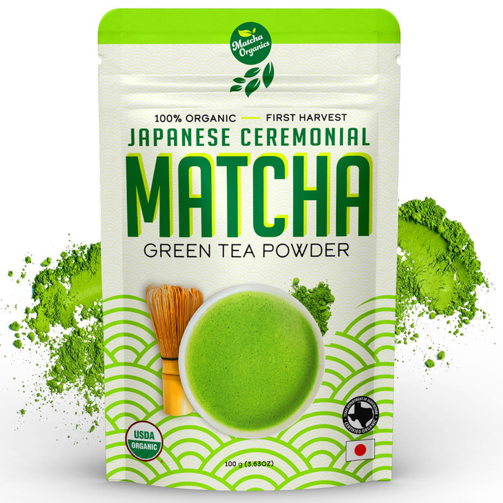 Organic Ceremonial Grade Matcha Powder 100G 1St Harvest Japanese Green Tea Usda And Jas Certified Single Origin Shizuoka Stone Ground