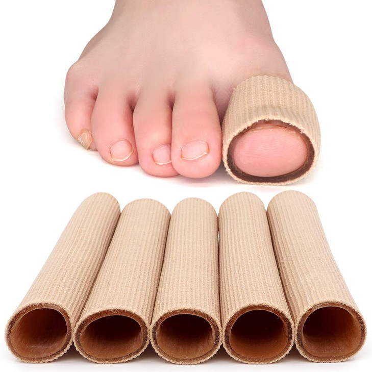 Dr.Foot Toe Tubes Fabric Sleeve Protectors With Gel Lining Pad To Prevent Corn Calluses Blisters And Hammertoes Toe Separators Protectors