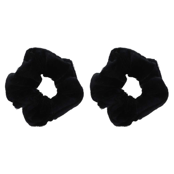 Motique Accessories Velvet Solid Scrunchies Set Of 2 Black