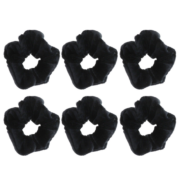 Motique Accessories Velvet Solid Scrunchies Set Of 6 Black