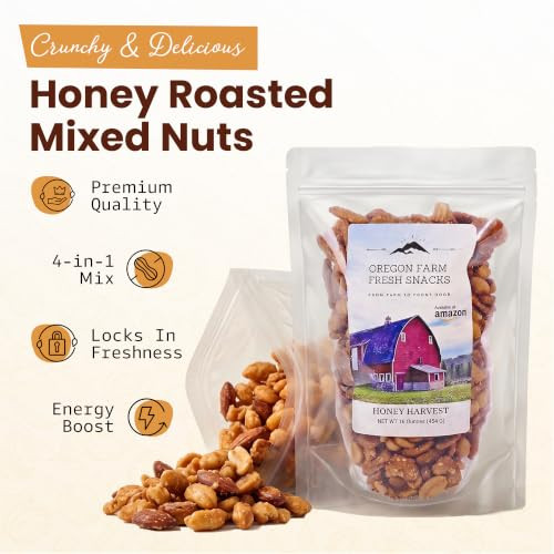 Oregon Farm Fresh Snacks Honey Roasted Mixed Nuts Snack Mix 16 Oz