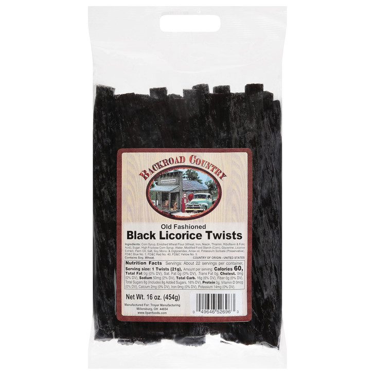 Backroad Country Old Fashioned Classic Black Licorice Twists Licorice Candy Made In The Usa 16 Oz Pack Of 1
