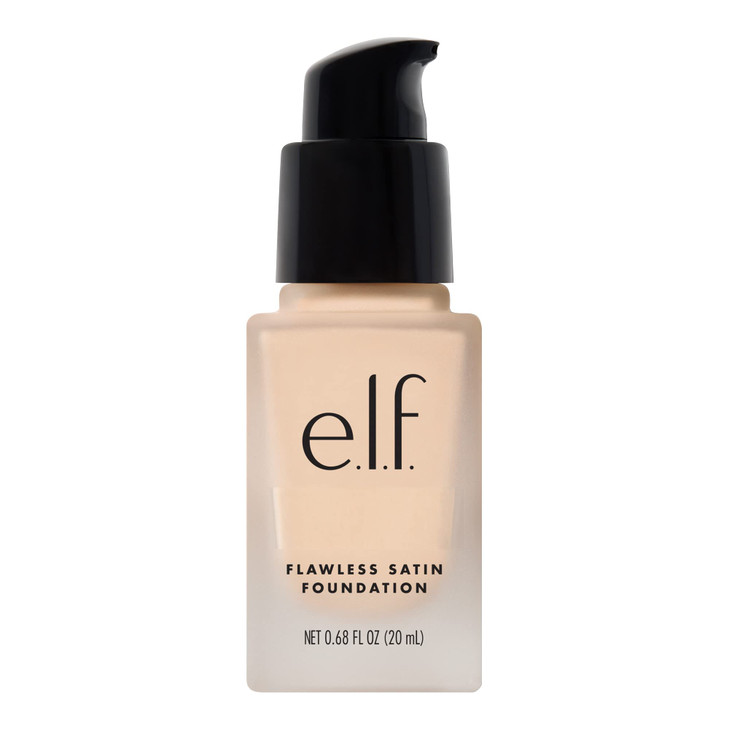 E.L.F. Flawless Satin Foundation Lightweight And Medium Coverage Semi Matte Finish Vegan And Cruelty Free Snow 0.68 Fl Oz 20Ml