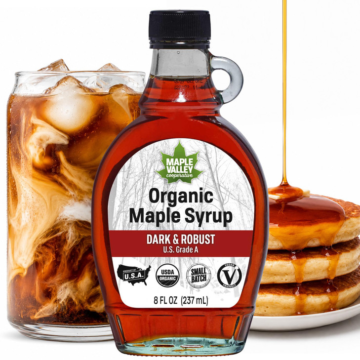 Maple Valley Organic Pure Maple Syrup Dark And Robust 8Oz Glass Bottle