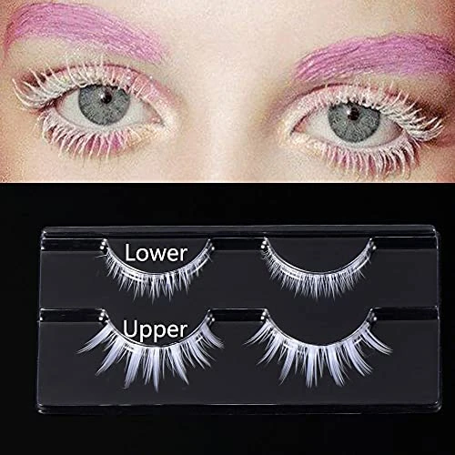 Outopen White False Eyelashes Halloween White Eye Lashes Extension Tools Anime Cosplay Makeup Natural Looking Masquerade Party Eyelashes A01