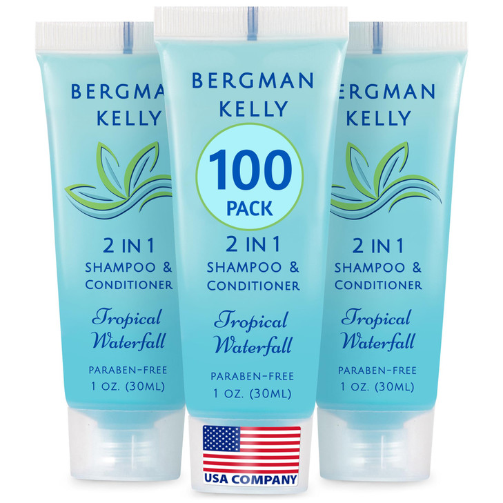 Bergman Kelly Travel Size 2 In 1 Shampoo And Conditioner 1 Fl Oz 100 Pk Tropical Waterfall Delight Your Guests W Invigorating And Refreshing