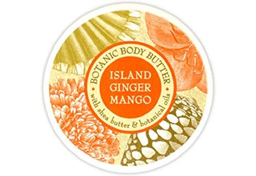 Greenwich Bay Trading Company Botanic Body Butter with Shea Butter and Cocoa Butter 8oz Island Ginger Mango