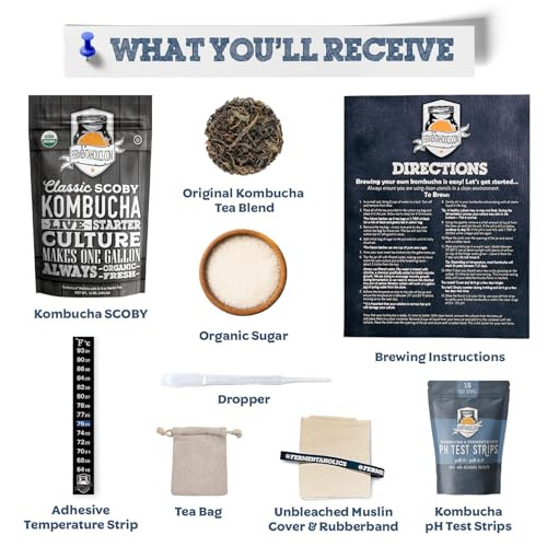 Fermentaholics Organic Kombucha Scoby With Twelve Ounces Of Starter Tea Live Starter Culture Makes A One Gallon Batch 1.5 Cups Of Strong