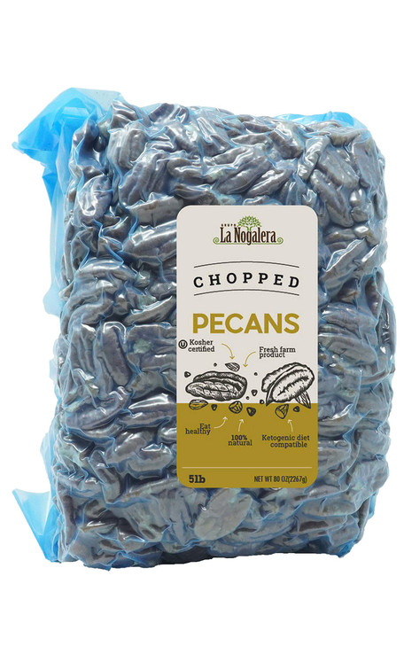 La Nogalera 100 Percent Natural And Fresh Crop Of Chopped Pecans In 5 Lbs Vacuum Sealed Bag.