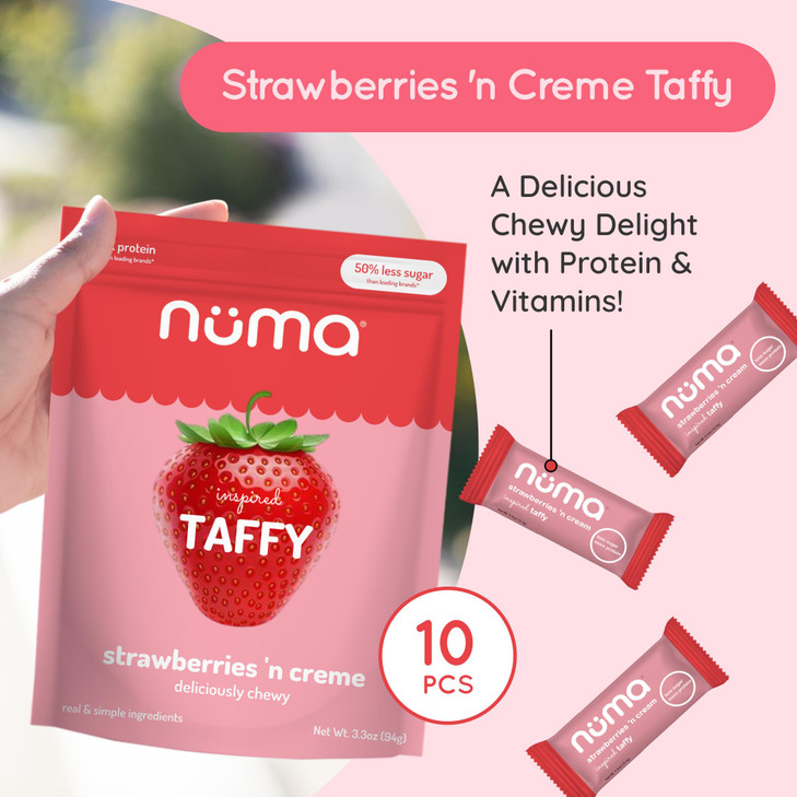 Numa Taffy Candy Strawberries And Creme Made W Real And Simple Ingredients Low Sugar High Protein Low Calorie All Natural Gluten Free 3 Bags