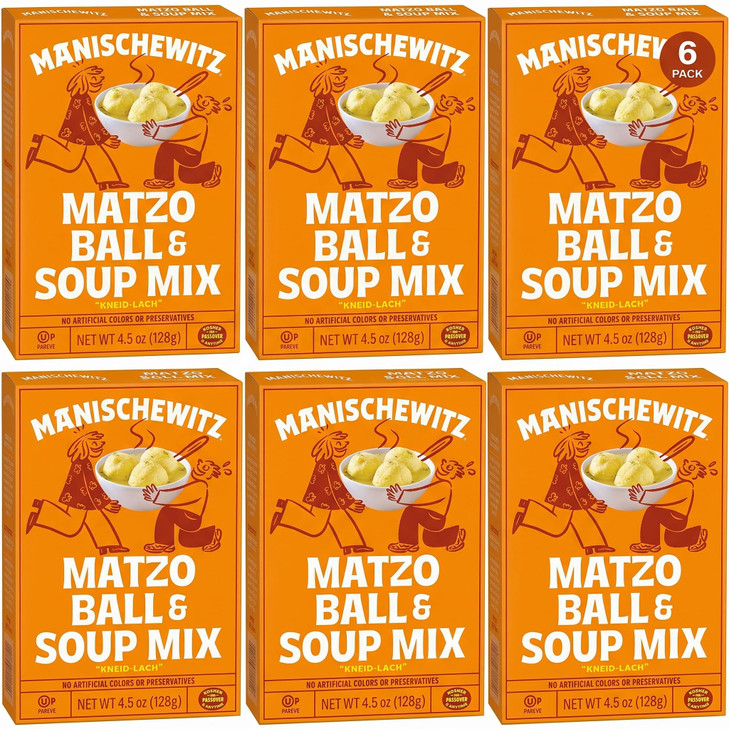 Manischewitz Matzo Ball And Soup Mix 4.5Oz 6 Pack Easy Prep Kosher For Passover Nothing Artificial No Msg Classic Fluffy Texture