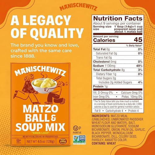 Manischewitz Matzo Ball And Soup Mix 4.5Oz 6 Pack Easy Prep Kosher For Passover Nothing Artificial No Msg Classic Fluffy Texture