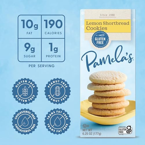 Pamela S Products Lemon Shortbread Gluten Free Cookies 6.25 Oz Pack Of 6