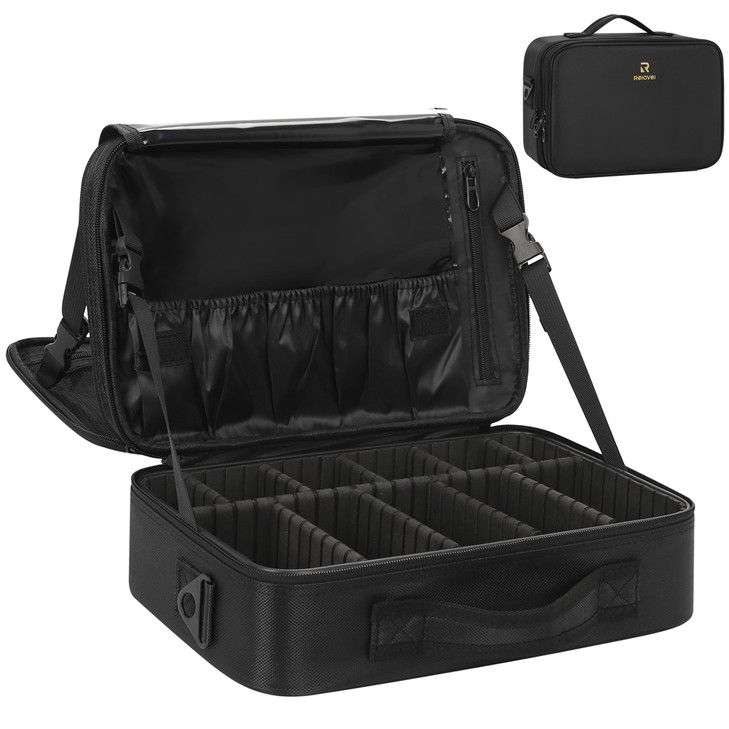Relavel Makeup Bag Travel Makeup Train Case Large Cosmetic Case Professional Portable Makeup Brush Holder Organizer And Storage With