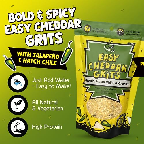Jalapeno Yellow Corn Grits With Cheddar Cheese Plus Hatch Green Chile Plus Garlic By Fishski Provisions 6 Oz Bags 2 Pack