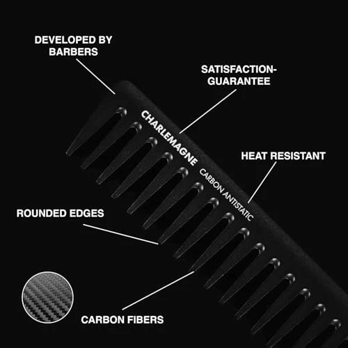 Charlemagne Wide Tooth Comb For Men 19 Cm Anti Static Carbon