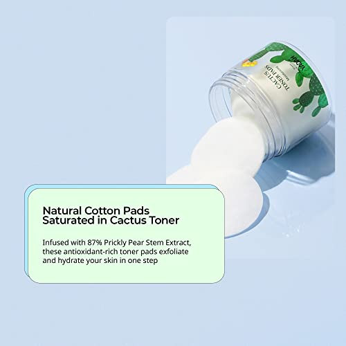 Yadah Cactus Toner Pads 5.07 Fluid Ounce 60 Count Cruelty Free Facial Cleansing Exfoliator Toning Hydrating Treatment Wipes For Clear Pores