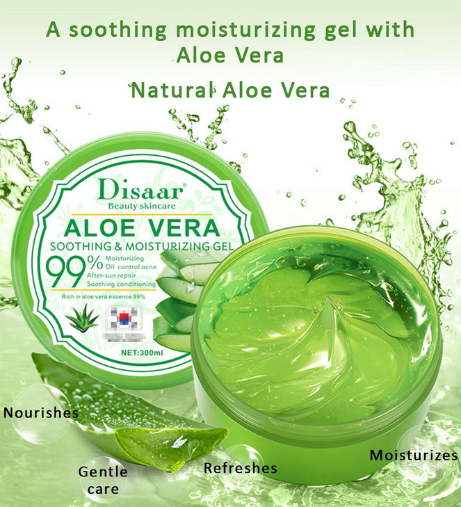 DISAAR Beauty 99% Aloe Vera Anti-Acne Gel Cream Mass Sleep-Free Wash Moisturizing Oil 300ml
