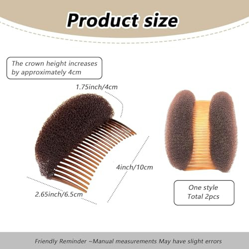 2Pcs Charming Bump It Up Volume Inserts Hair Comb Do Beehive Hair Stick Bun Maker Tool Hair Base Styling Accessories For Women Lady Girl